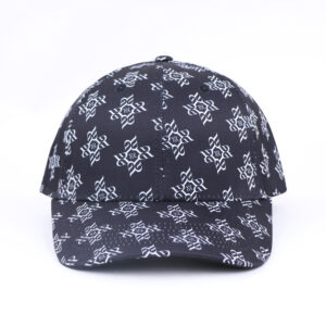 Full Print 6 Panel Black Color Hot Sale Baseball Cap For Men