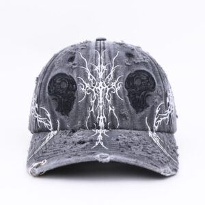 6 Panel Distressed Cotton Washed Denim Dad Hats With Custom Logo