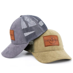 6 Panel Trucker Hat Velvet Custom Leather Patch Logo