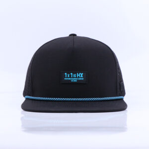 Custom Color Quality Baseball Cap 5 Panel Rubber PVC Logo Baseball Snapback Cap With Rope