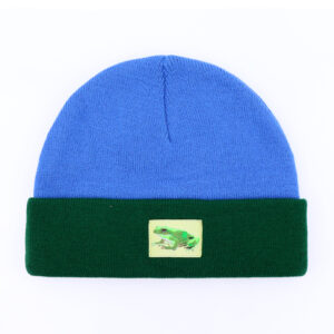 Designer Blue Cuff Acrylic Ribbed Custom Beanie With Logo